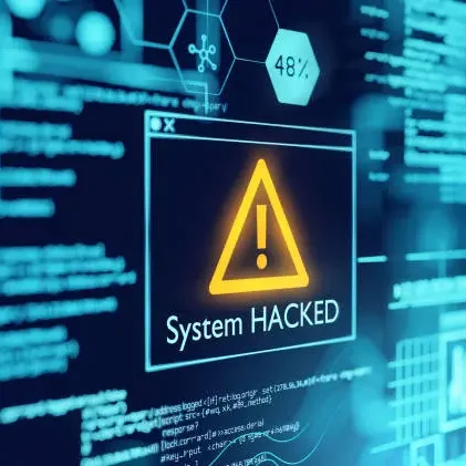 Écran affichant une alerte « System HACKED »